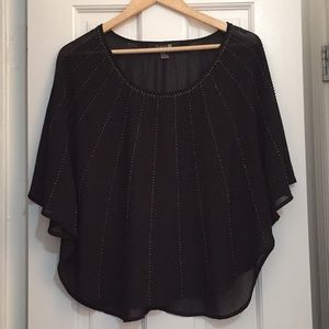 2 for $15 Black chiffon sheer beaded blouse